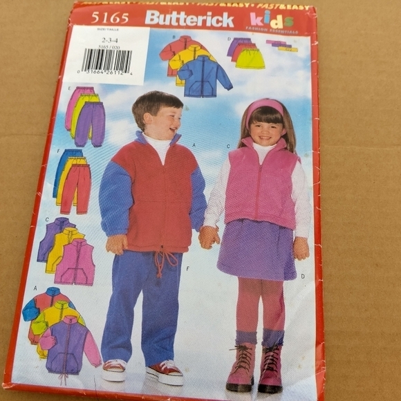 Butterick Sewing Pattern 5165 Kids Boys Girls Jacket Vest Skirt Pants Size 2-4 - Picture 1 of 2